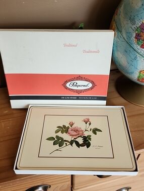 Vintage Pimpernel Redoute Rose Cork-backed Place mats